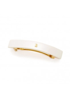 Заколка узкая автоматическая белая, размер М (1 шт)